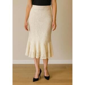 Ralph Lauren Lauren Cream Lace Skirt Fairycore Whimsy Size 6